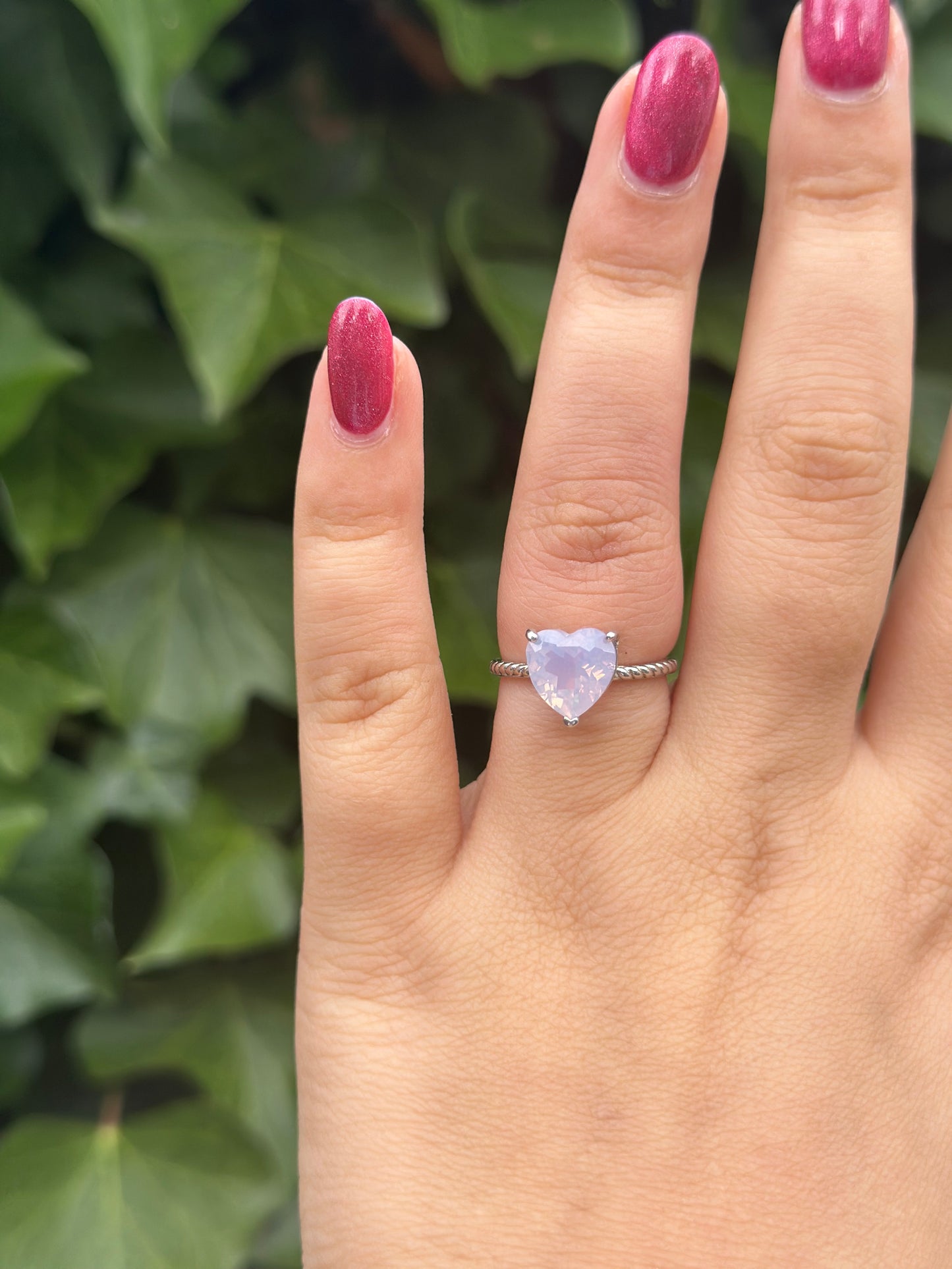 Lavender Moon Quartz Heart Ring