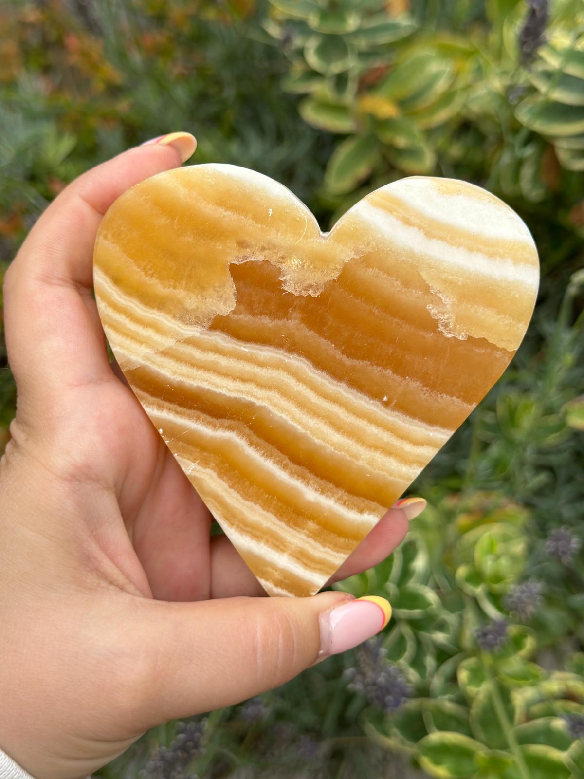 Yellow Calcite Heart